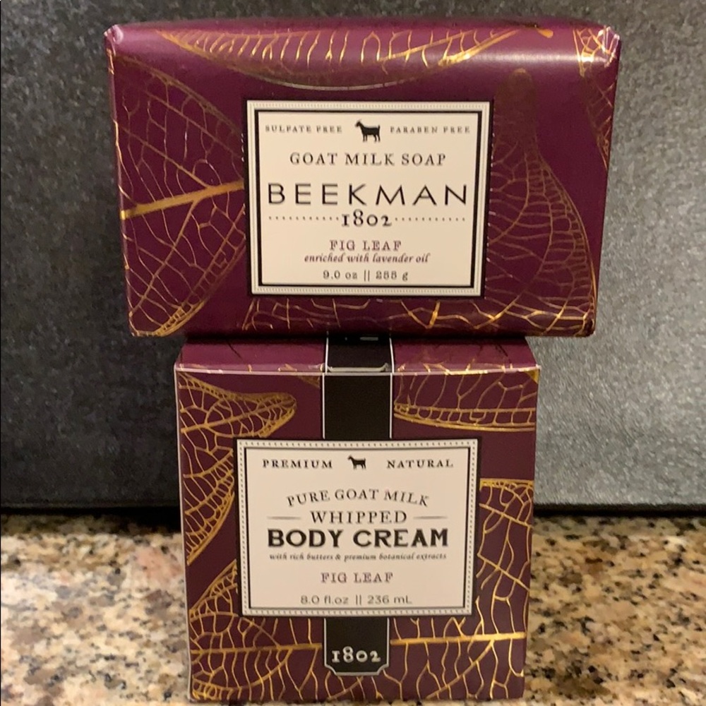 Beekman Fig Leaf goat milk soap and body cream.